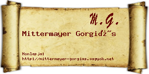 Mittermayer Gorgiás névjegykártya